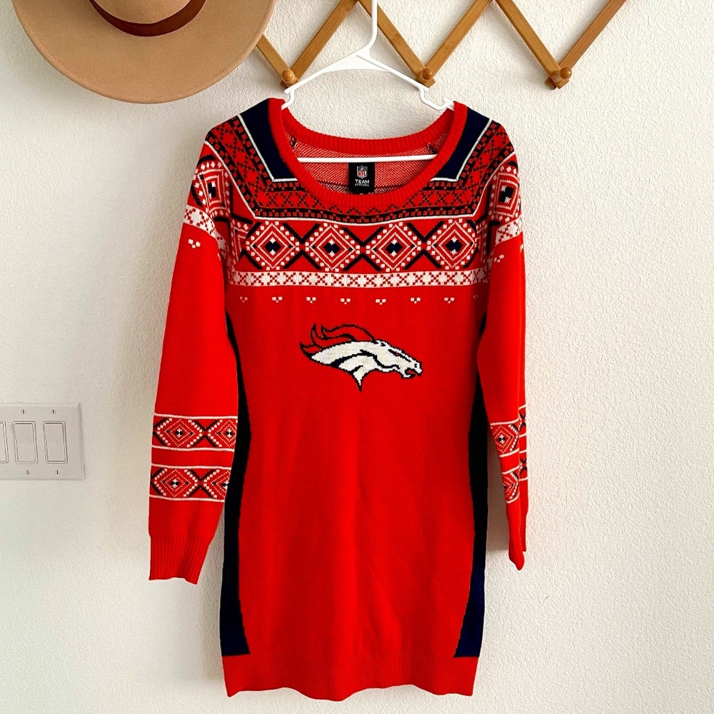 NFL Denver Broncos Knit Long Sleeve Sweater Dress